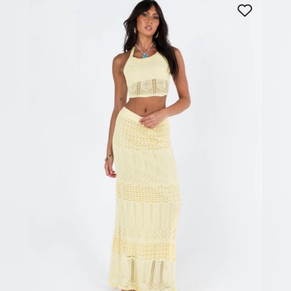 Princess Polly Pale Yellow Crochet Maxi Skirt